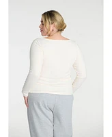 Eloquii Plus Size Elements Soft Brushed Henley Long Sleeve