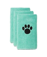 Bone Dry Microfiber Pet Towel Set 3 Piece Embroidered Paw Print
