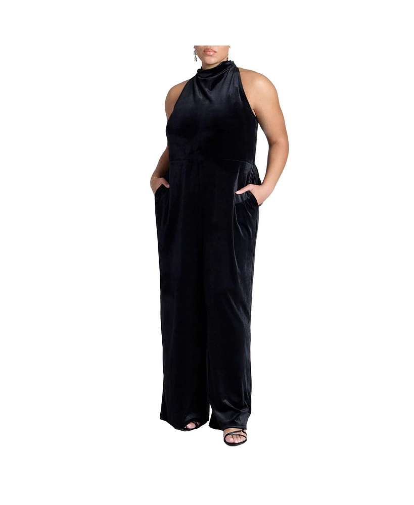 Eloquii Plus Velvet Halter Jumpsuit