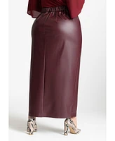 Eloquii Plus Faux Leather Column Skirt With Slit