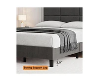 gaomon Twin Bed Frame, Linen Upholstered Platform Twin Bed Frame with Height Adjustable Headboard