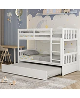 Gouun Twin Over Twin Bunk Bed with Pull-out Trundle and Ladder