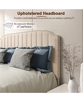 Gouun Heavy Duty Upholstered Bed Frame with Rivet Headboard-Full Size
