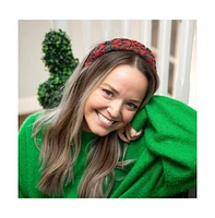 Blushing Braid Headband - Red + Green Plaid