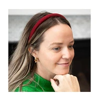 Padded Thin Velvet Headband - Crimson Red