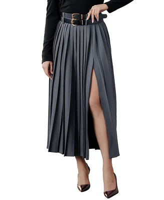 Cupshe Women's Grey Pleated Maxi Skirt