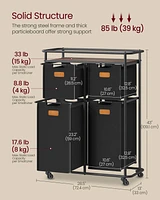 Slickblue 150L Rolling Laundry Sorter with Wheels, 4 Removable Liners, Shelf & 6 Labels for Easy Organization