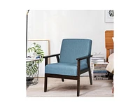 Slickblue Retro Modern Classic Linen Wide Accent Chair with Espresso Wood Frame