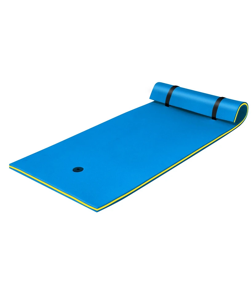 Costway 3-Layer Tear-proof Water Mat Floating Pad Island Water Sports Relaxing Blue