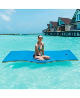 Costway 3-Layer Tear-proof Water Mat Floating Pad Island Water Sports Relaxing Blue