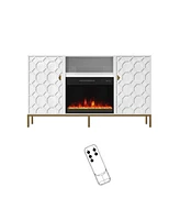 Mondawe 59" Tv Stand with 23" Electric Fireplace With Remote Control and Metal