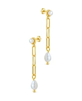 Sterling Forever Fayelynn Mother of Pearl Chain Drop Earrings