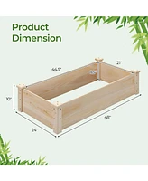 Costway Raised Garden Bed Fir Wood Wooden Square Wood Planter Box for Flower Outdoor