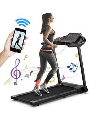 Gymax 2.25HP Electric Folding Treadmill W/Hd Led Display App Control Speaker