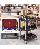 Gouun 3 Layer Detailing Tool Utility Cart Tool Organizer Mobile Rolling Cart with Multiple Divider