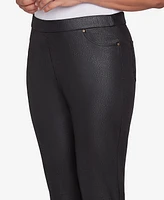 Alfred Dunner Petite Rue Rivoli Faux Leather Flat Elastic Waist Medium Length Pants