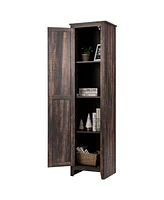 Costway Linen Tower Bathroom Storage Cabinet Tall Slim Side Organizer w/ Shelf