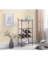 Kings Brand Furniture Freestanding Floor Metal Wine Rack Stand, Wine Bottle Liquor Cabinet with Glass Holder & Storage Shelves – Bronze