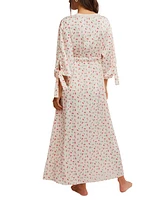 Free People Women's First Blush Printed 3/4-Sleeve Robe