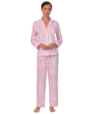Lauren Ralph Women's Long Sleeve Notch Collar Pant Pajama Set