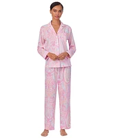 Lauren Ralph Women's Long Sleeve Notch Collar Pant Pajama Set