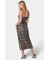 Bebe Women's V-Neck Lace Maxi Dress