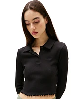 Tommy Jeans Women's Cropped Long Sleeve Polo