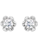Diamond Scallop Edge Stud Earrings (1/4 ct. t.w.) in 14k White Gold