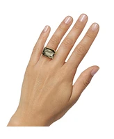 Jessica Simpson Gold-Tone Smoky Black Rectangle Stone Ring