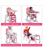 Gouun 3-in-1 Baby High Chair with Lockable Universal Wheels