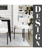 Dyhome Dining Chairs Set of 6, Mid-Century Modern Chairs, Kitchen Room Curved Backrest Round Upholstered Boucle Sherpa Ch