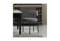 Dyhome Boucle Dining Chairs Set of 1, Upholstered with Black Metal Legs, Modern Accent Chair