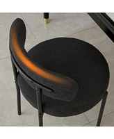 Dyhome Dining Chairs Set of 6, Mid-Century Modern Chairs, Kitchen Room Curved Backrest Round Upholstered Boucle Sherpa Ch
