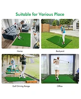 Costway 5' x 3' Standard Realistic Feel Golf Practice Mat Putting Mat Synthetic Turf