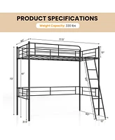 Gouun Metal Loft Twin Bed Frame Single High Loft Bed
