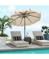 Costway 9 Ft Patio Umbrella 2-Tier Market Table with Sun-Protective Canopy