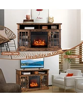 Gouun 48 Inch Electric Fireplace Tv Stand with Cabinets for TVs Up to 55 Inch