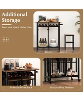 Gouun 3 Piece Dining Table Set with 6-Bottle Wine Rack