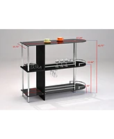 Kings Brand Furniture Bar Table with Two Tempered Glass Shelves and Wine Rack