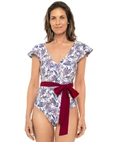 Coolibar Plus Upf 50+ Coconut Grove Flutter Sleeve Swimsuit