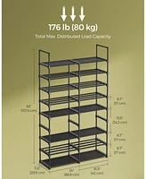 Slickblue 8-Tier Large Shoe Rack, Stackable Organizer Holds 32 Pairs, Steel Tubes & Non-Woven Fabric for Entryway or Closet