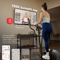 Sunny Health & Fitness 12” Stride Smart Elliptical Machine w/300LB Capacity & Pulse Sensor w Free SunnyFit App Bluetooth