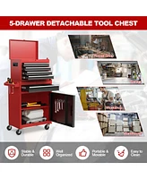 Gouun 2-in-1 Tool Chest and Cabinet with 5 Sliding Drawers