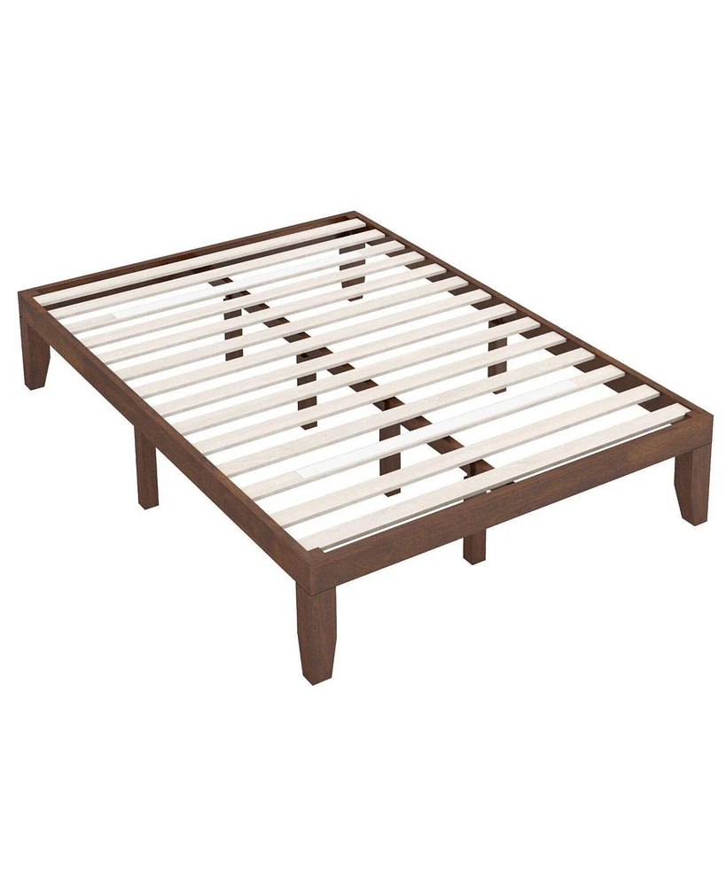 Gouun 14 Inch Full Size Wood Platform Bed Frame with Wood Slat Support