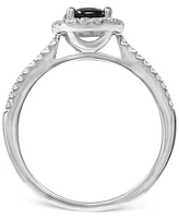 Sapphire (1-1/2 ct. t.w.) & Diamond (1/4 ct. t.w.) Halo Ring in 14k White Gold