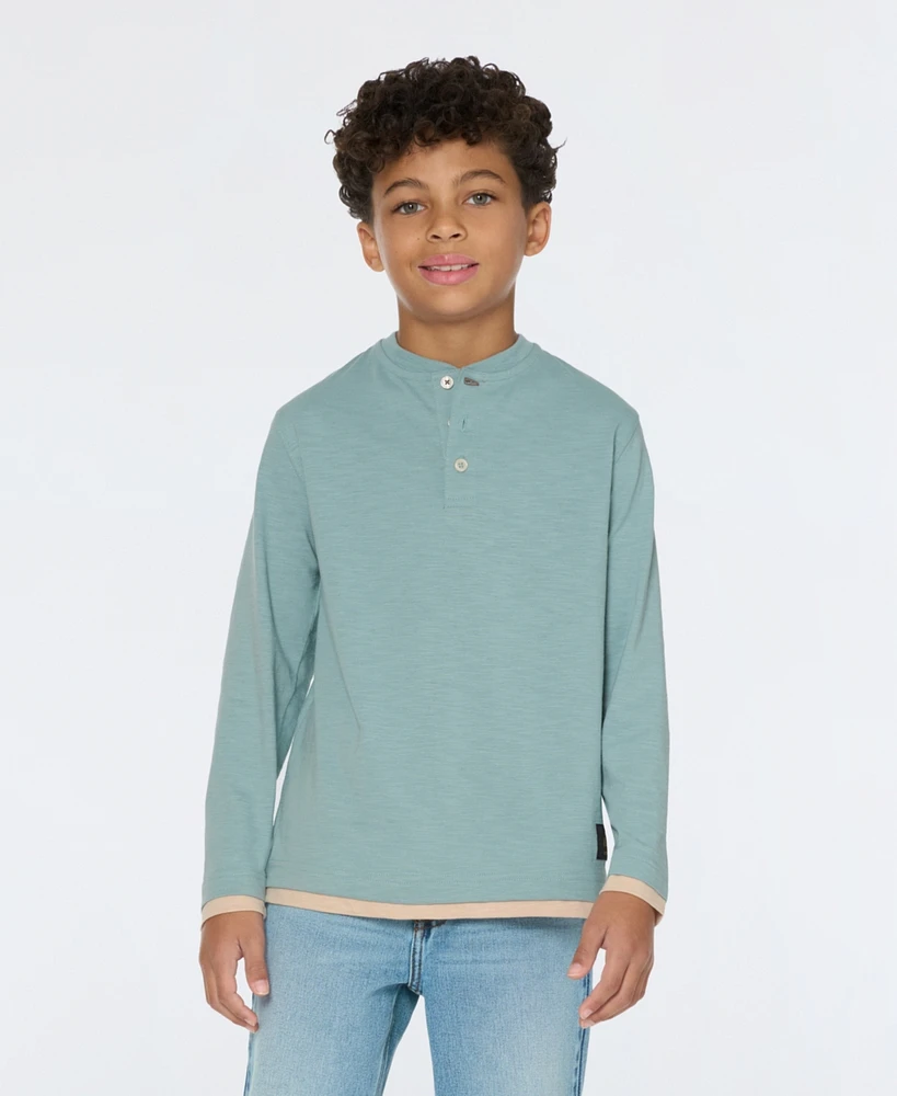 Scotch & Soda Big Boys Slub Jersey Henley T-Shirt