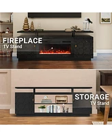 Mondawe 70" Tv Stand with 36" Electric Fireplace With Remote Control,White