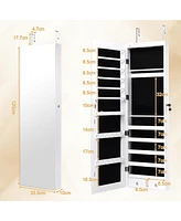 Gouun Wall and Door Mounted Mirrored Jewelry Cabinet with Lights