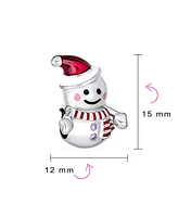 Bling Jewelry Christmas Charm Bead Red Santa Hat & Snowman for Bracelet Sterling Silver