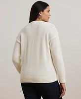 Lauren Ralph Plus Anchor-Logo Combed Cotton Sweater